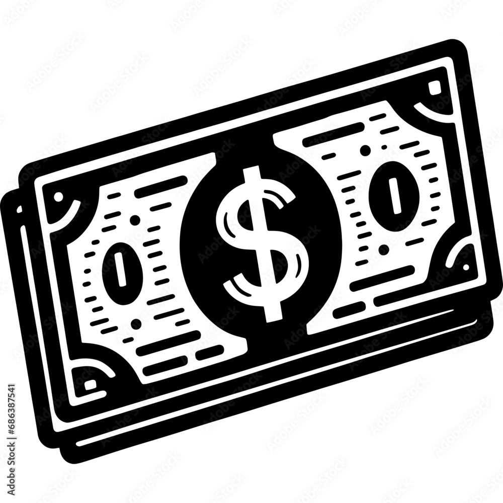 Dollar bill icon hand drawn vector design illustration Dollar bill icon hand drawn vector design illustration