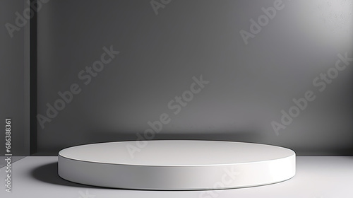 Round podium for product presentation. abstract blank pedestal, platform for product display.