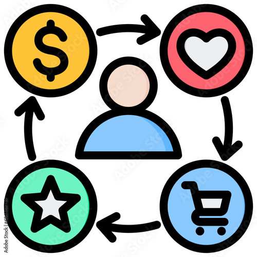 Customer Loyalty Outline Color Icon