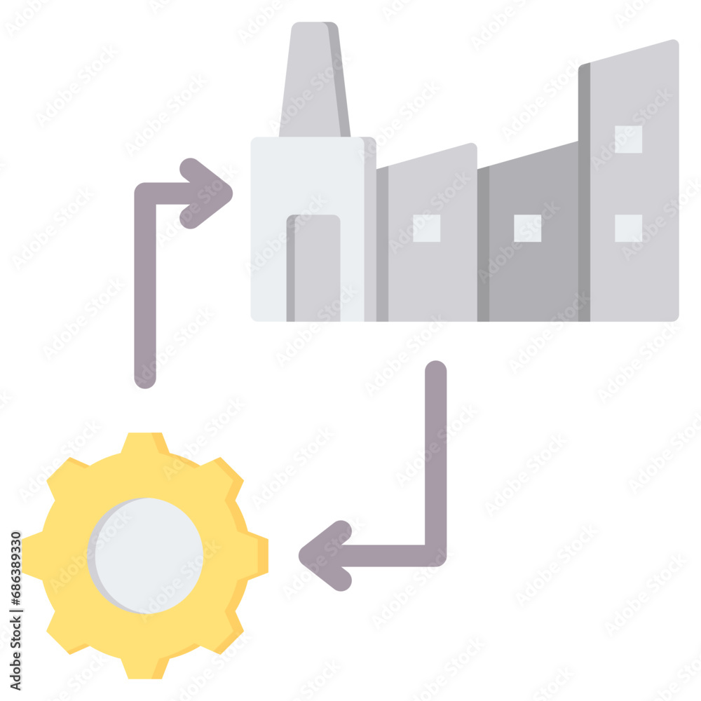 Obraz premium Manufacturing Process Flat Icon