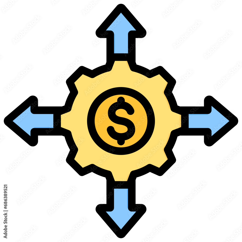Business Expansion Outline Color Icon Business Expansion Outline Color Icon
