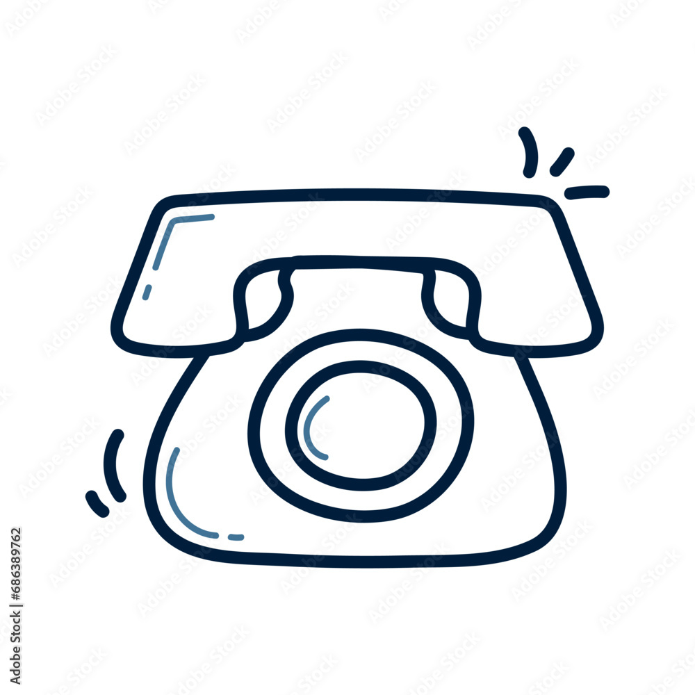 Hand drawn telephone doodle line illustration. Telephone doodle icon vector.