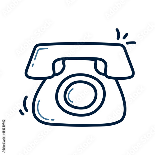 Hand drawn telephone doodle line illustration. Telephone doodle icon vector.