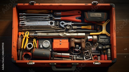 A well-used toolbox with a variety of tools, ready for the small repairs and projects that punctuate daily life.
