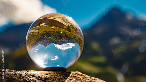 Photography Crystal ball alpine landscape shot at Mount Stubnerkogl, Bad Gastein, St