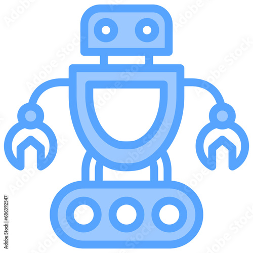 Humanoid Robot Blue Icon