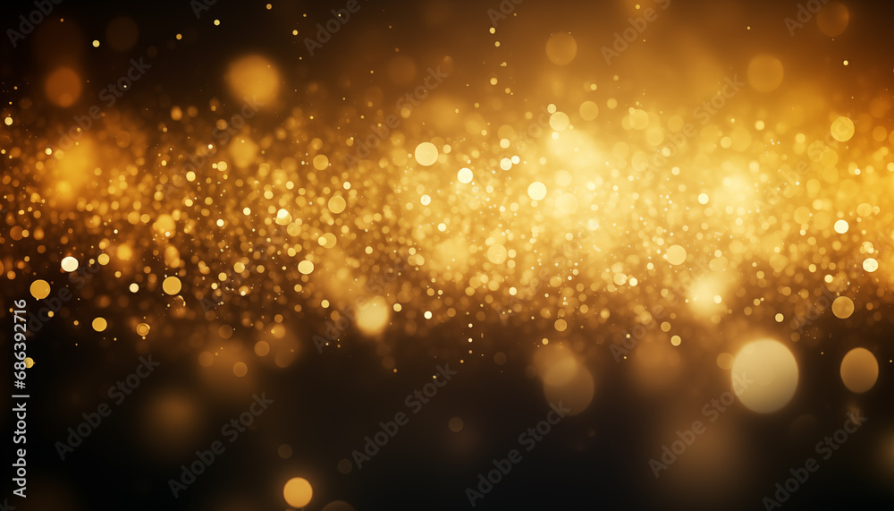 golden glow particles abstract bokeh background. festive shining background with beautiful bokeh.