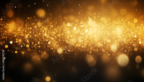 golden glow particles abstract bokeh background. festive shining background with beautiful bokeh.
