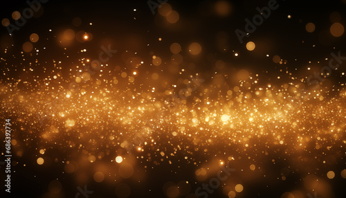 golden glow particles abstract bokeh background. festive shining background with beautiful bokeh.