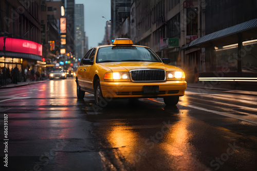 Yellow taxi on the street in New York City, United States. © Svitlana