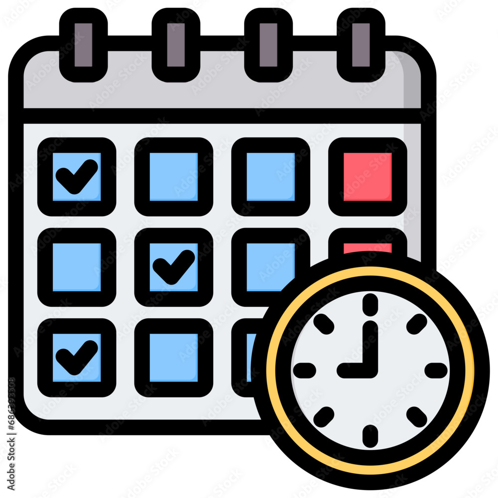 Flexible Schedule Outline Color Icon Flexible Schedule Outline Color Icon