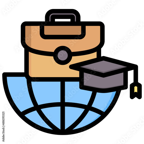 International Internship Outline Color Icon