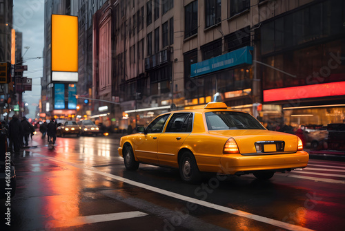 Yellow taxi on the street in New York City, United States. © Svitlana
