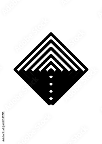 black and white rhombus with interesting bar pattern, modern abstract design, minimalist graphics, logo, 