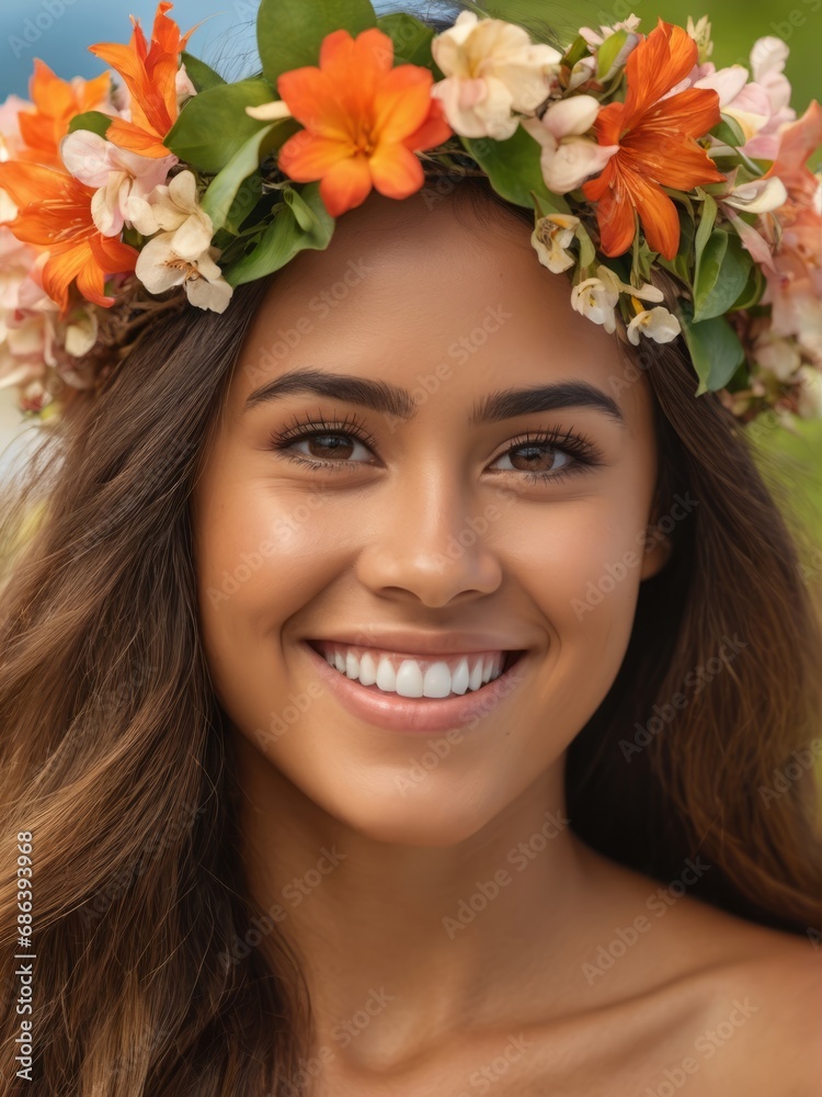 portrait of a woman with flowers portrait of a woman with flowers