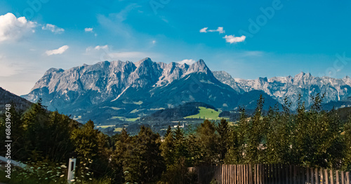 Obraz na plátně Alpine summer view with the Tennengebirge mountains near Bischofshofen, St