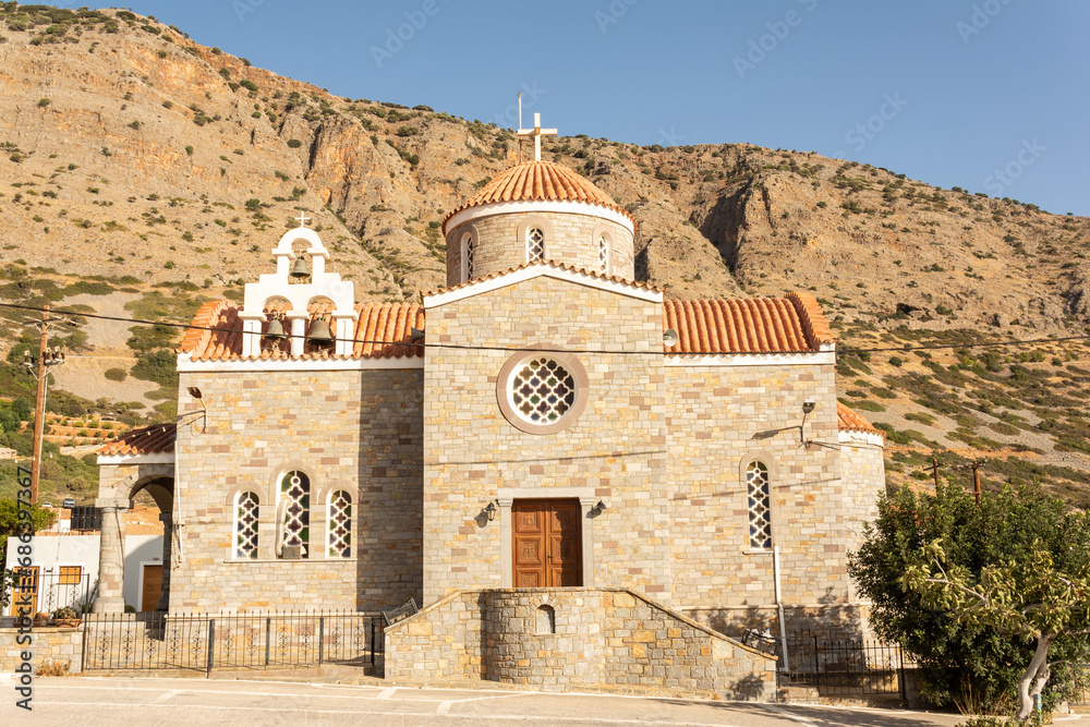 Fototapeta premium Exterior of the Holy Church of Agios Raphael in Plaka, Crete, Greece.