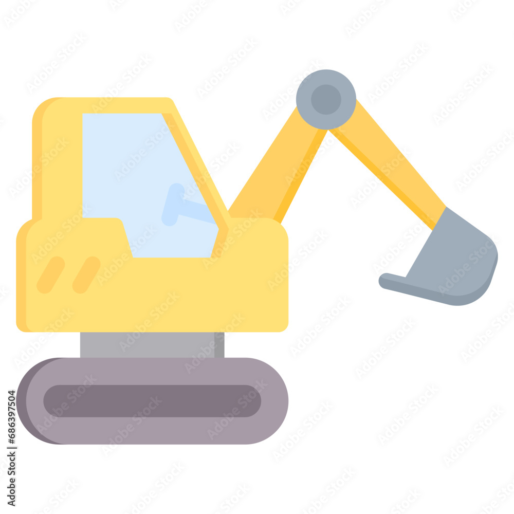 Excavator Flat Icon Excavator Flat Icon