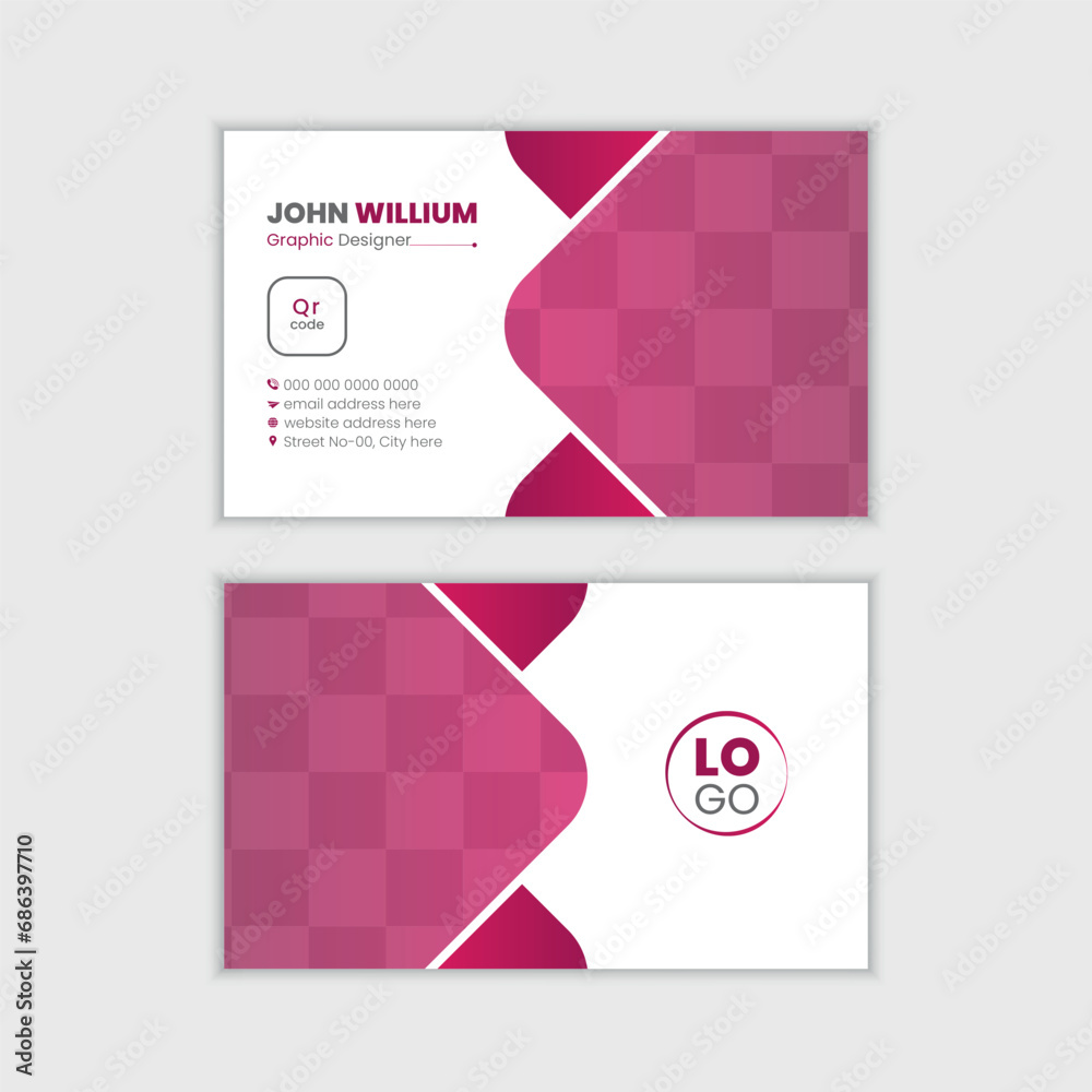 Modern minimalist colorful business card design template with creative design concept and editable content.