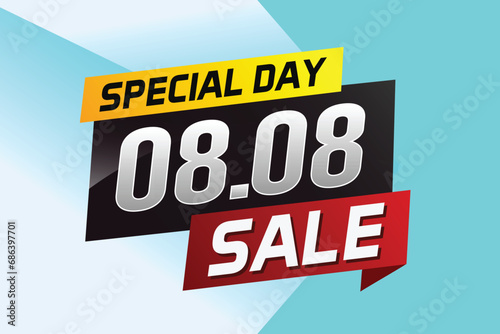 8.8 Special day sale word concept vector illustration with ribbon and 3d style for use landing page, template, ui, web, mobile app, poster, banner, flyer, background, gift card, coupon
