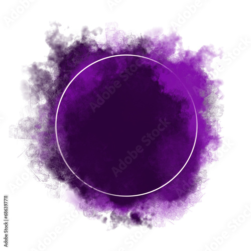purple watercolor splash with golden circle frame