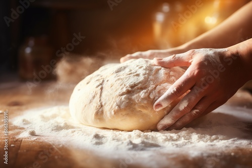 Dough. Hands Kneading Dough. Baking, culinary and pastry.
