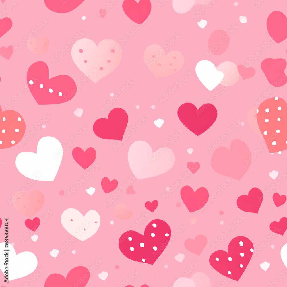 Abstract pink heart seamless pattern background. High quality photo