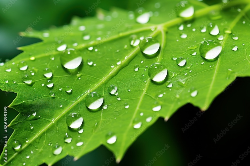 Close-up of green leaves. Dew drops on living plants. Droplets on leaves. Close-up of green leaves. Dew drops on living plants. Droplets on leaves.
