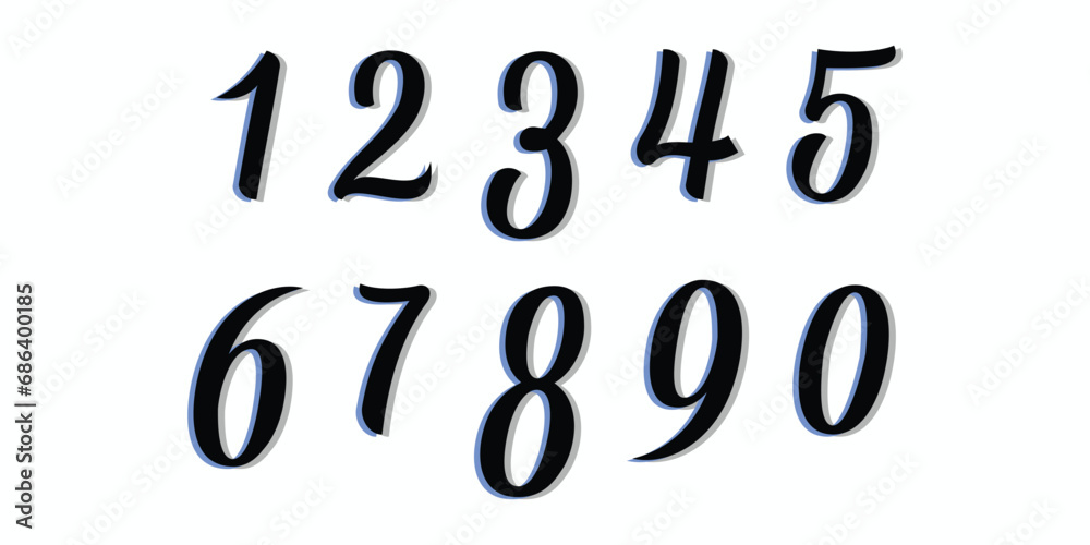 Number font. Font of numbers in classical style with contemporary geometric design. Beautiful elegant numerals. Vintage and old school retro typographic. Vector Illustration Number font. Font of numbers in classical style with contemporary geometric design. Beautiful elegant numerals. Vintage and old school retro typographic. Vector Illustration