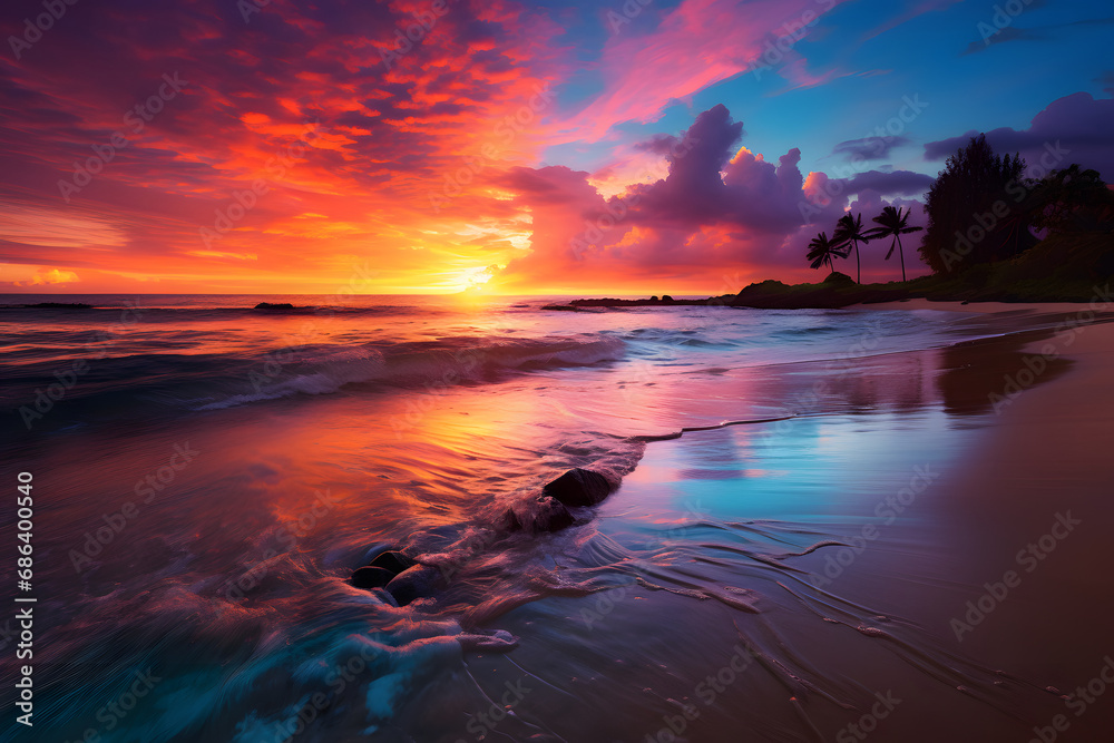 Strandsonne- Magischer Sonnenaufgang und verträumter Sonnenuntergang an einem idyllischen Küstenparadies