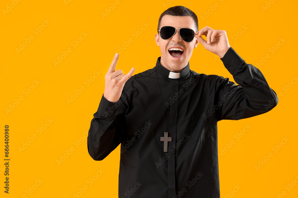 Cool priest showing Cool priest showing