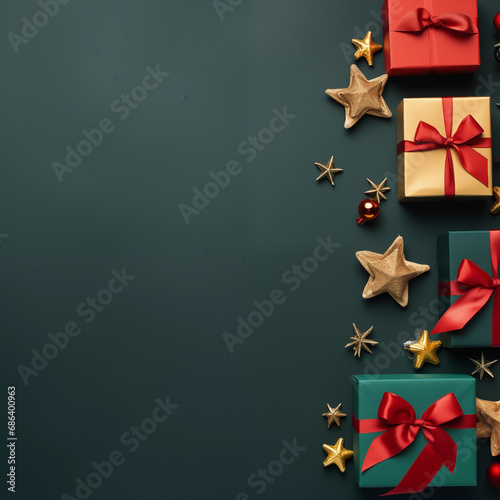 christmas decoration on a dark green background