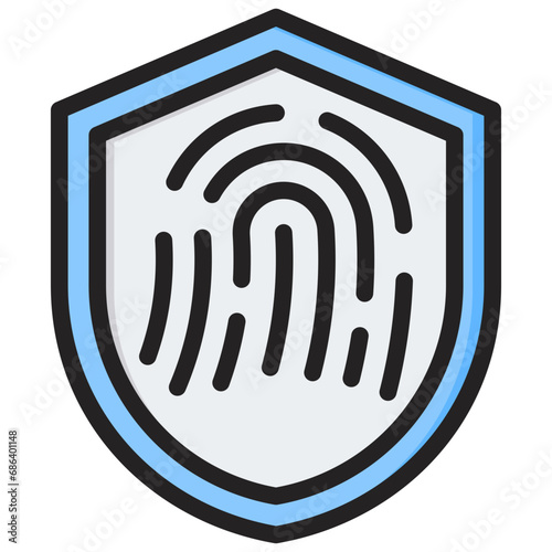 Finger Print Outline Color Icon