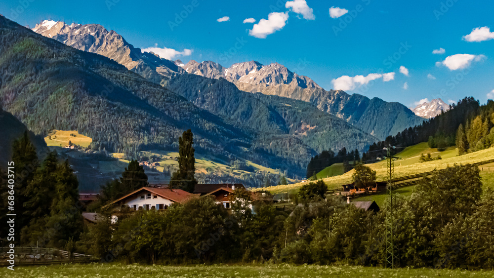 Alpine summer view near Luttach, Lutago, Ahrntal valley, Pustertal, Trentino, Bozen, South Tyrol, Italy