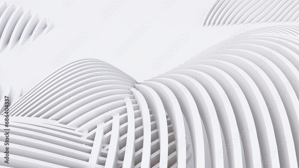 Fototapeta premium Abstract Curved Shapes. White Circular Background.