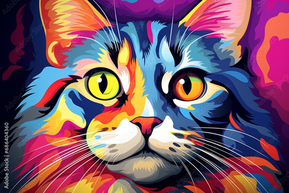 Playful cat exploring vibrant pop art wonderland, Generative AI Playful cat exploring vibrant pop art wonderland, Generative AI