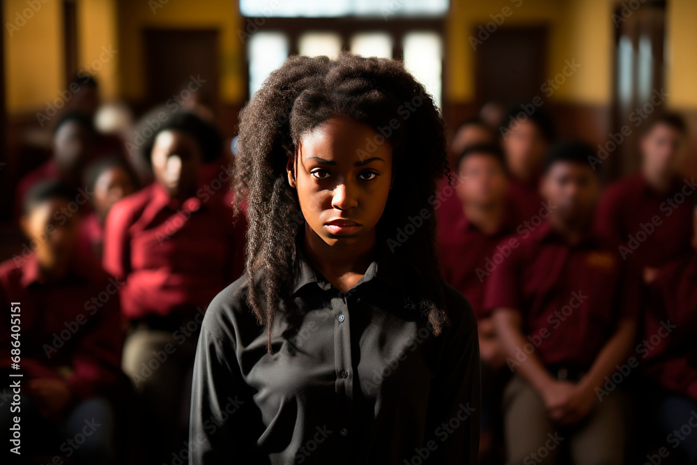 The new girl is not accepted by her classmates at school The new girl is not accepted by her classmates at school