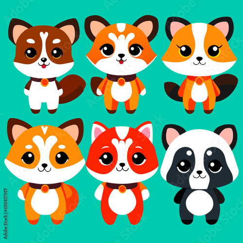 set of funny animals