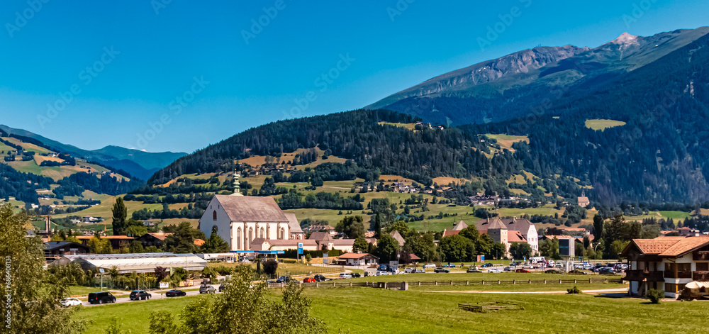 Alpine summer view near Sterzing, Wipptal, Trentino, Bozen, South Tyrol