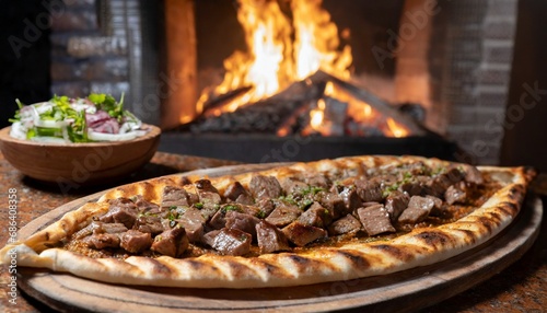 Turkish Bakery - Kusbasili Pide - Pita with Cubed Meat