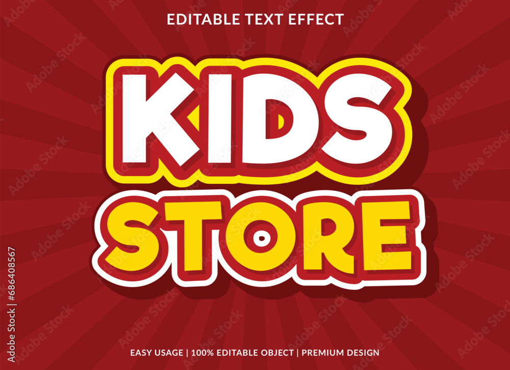 kids store editable text effect template use for business logo and brand