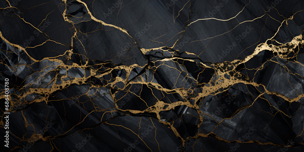 Detailed Black Marble with Gold Highlights - High-Res Texture for Creative Endeavors