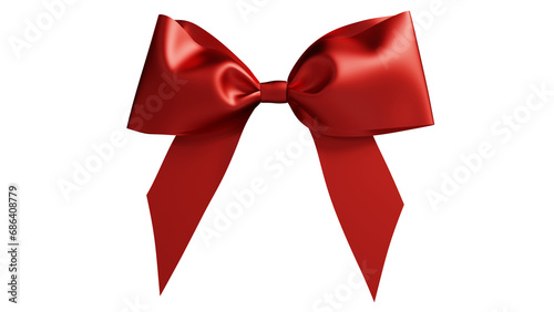 Red colored ribbon and bow shape background, 3d rendering