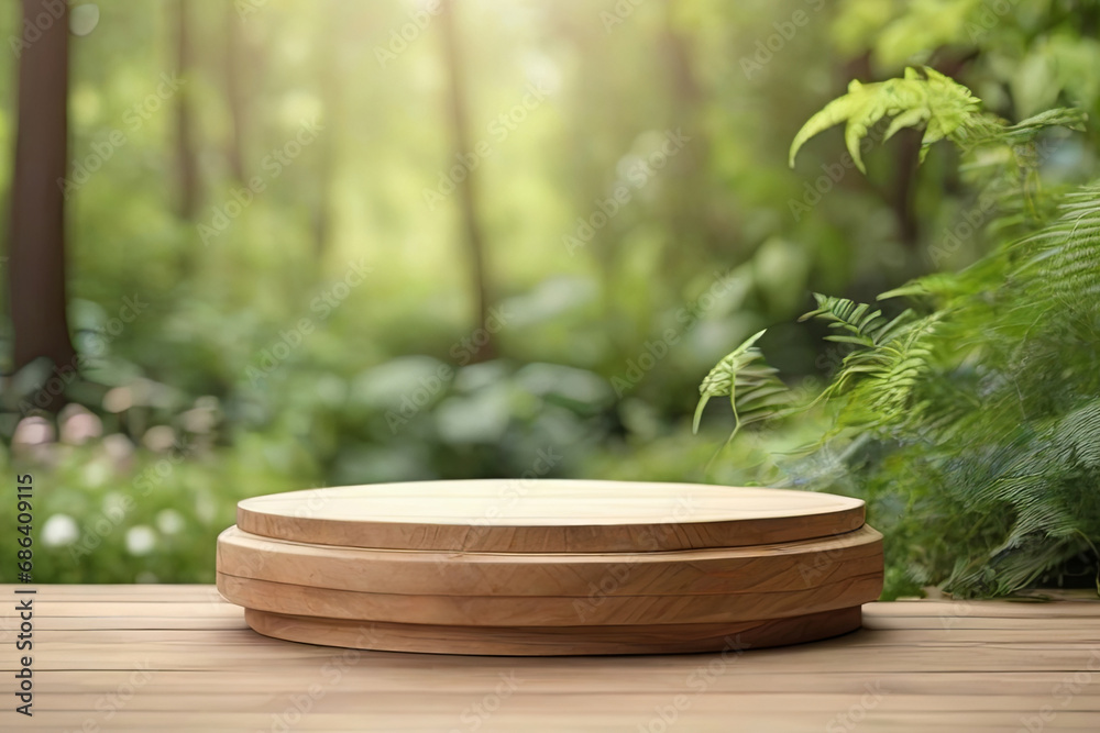 Travertine round podium in serene spa setting perfect for showcasing beauty products Travertine round podium in serene spa setting perfect for showcasing beauty products