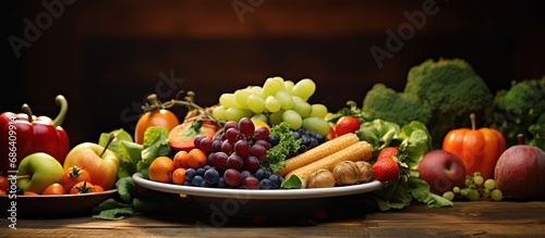 Presentation of fresh produce on table