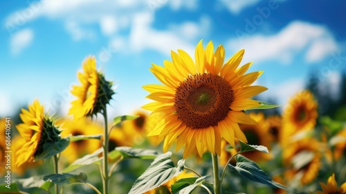 Sunflower in a sunny field aesthetic photo created with AI