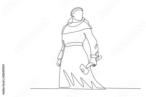 A male leader of the Protestant Reformation. Reforma protestante one-line drawing