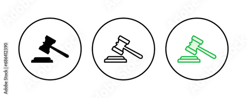 Gavel icon set. judge gavel icon vector. law icon vector. auction hammer
