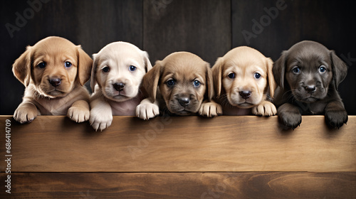 Five cute puppies Generative AI