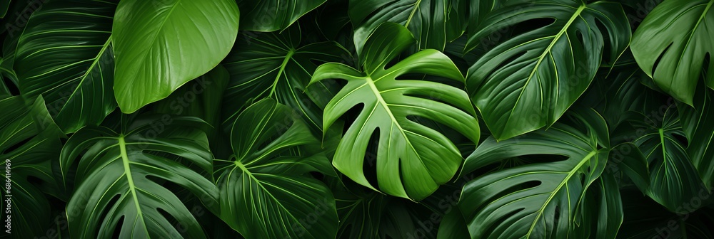 Tropical palm leaves. Lush green palm leaves